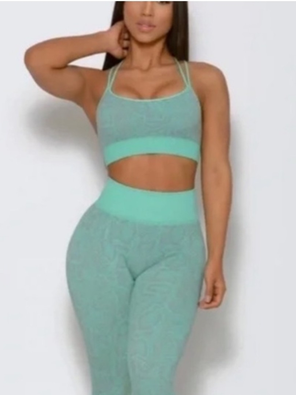 Seamless Teal Snake print Sports Bra & Legging Set - Bombshell